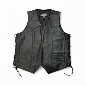 Leather Gallery Men's Black Leather Vest - 42